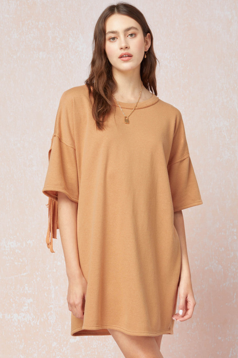 Fringe Tee Shirt Dress Large
