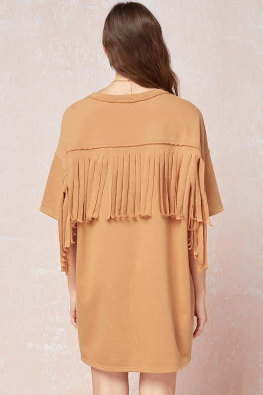 Fringe Tee Shirt Dress