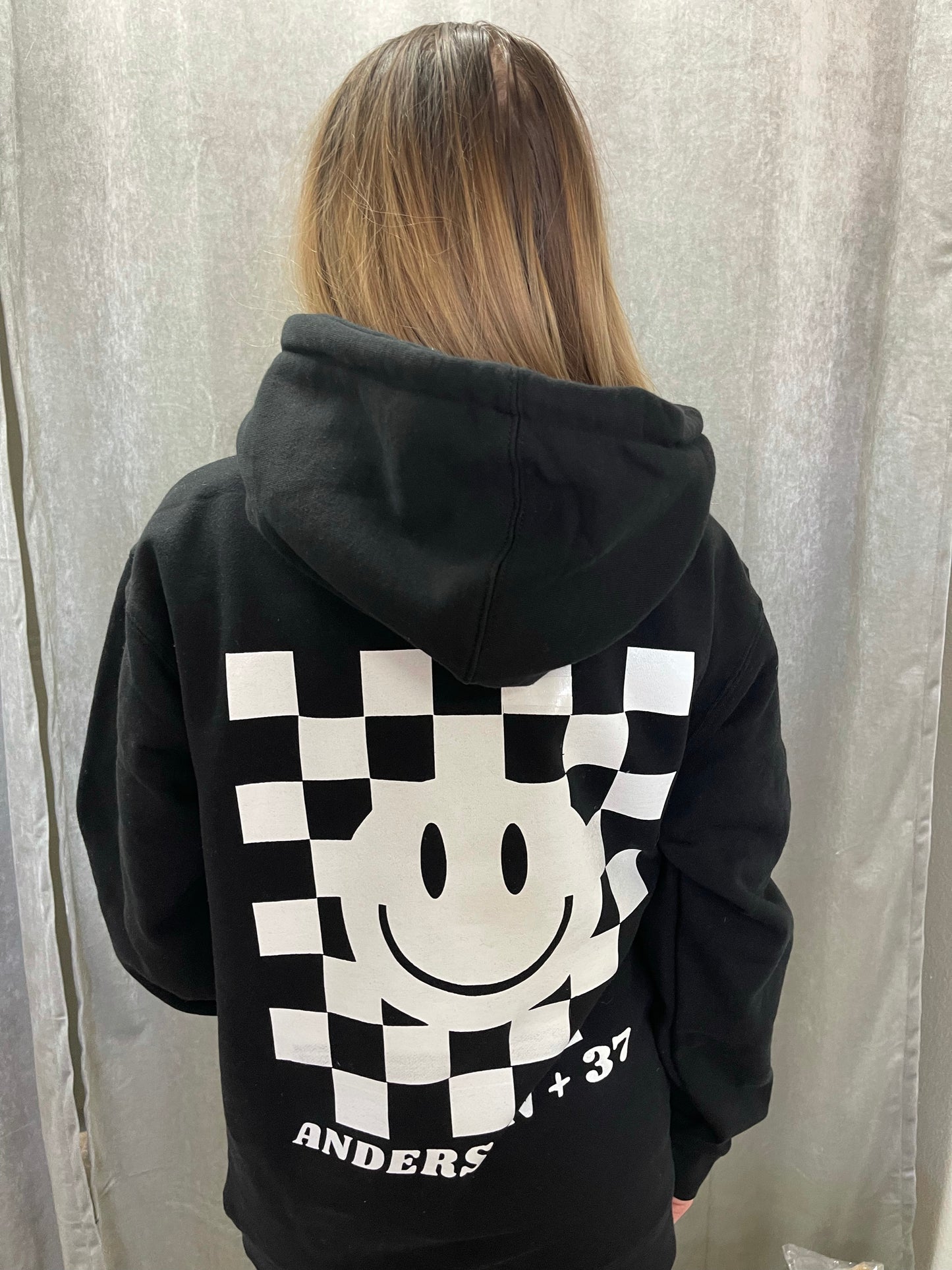 Custom Checkered Smiley Hoodie (multiple colors)