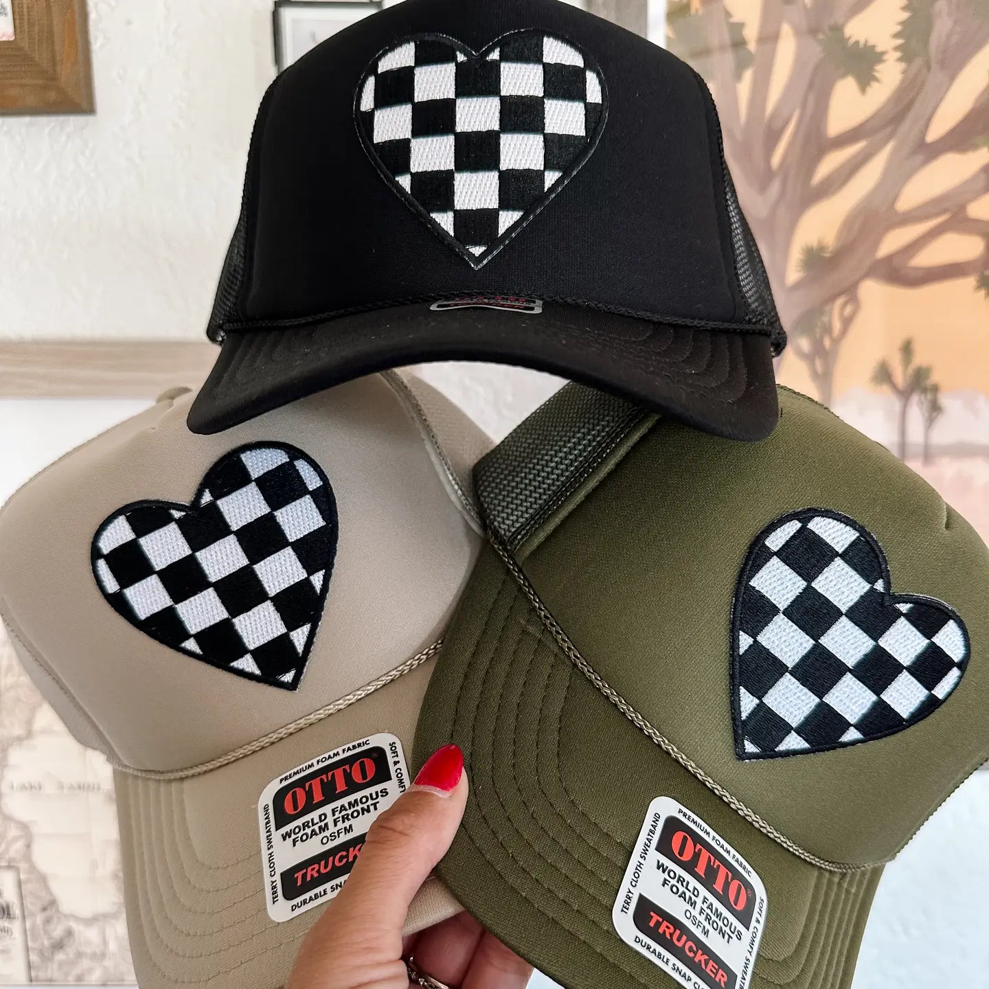 Checkered Heart Trucker Hat