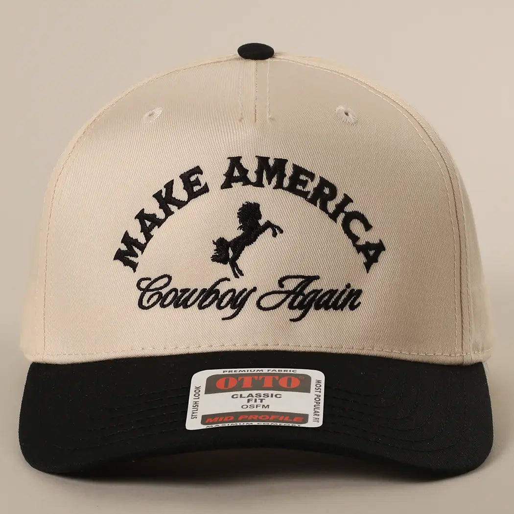 make america cowboy again trucker hat