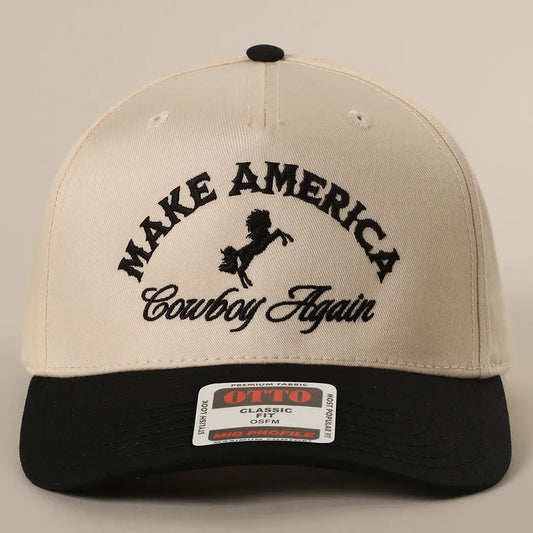 make america cowboy again trucker hat