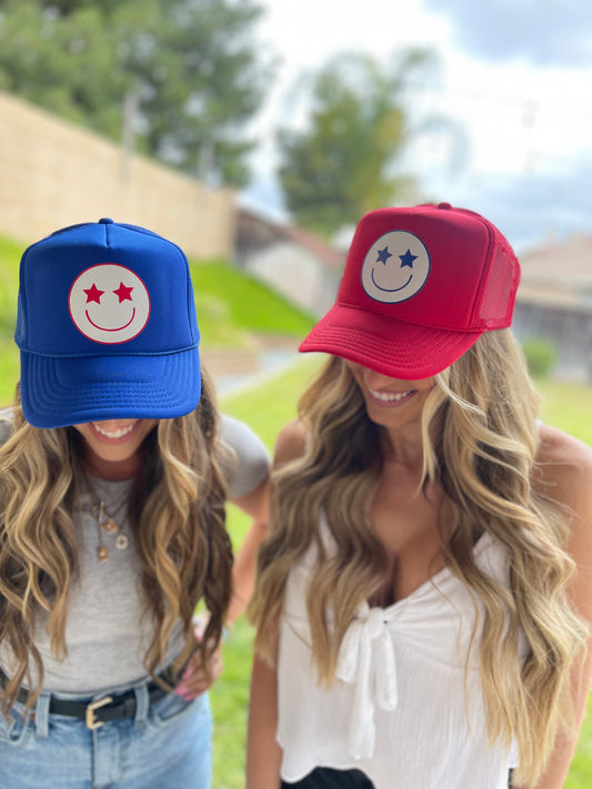 Patriotic Smiley Trucker Hat