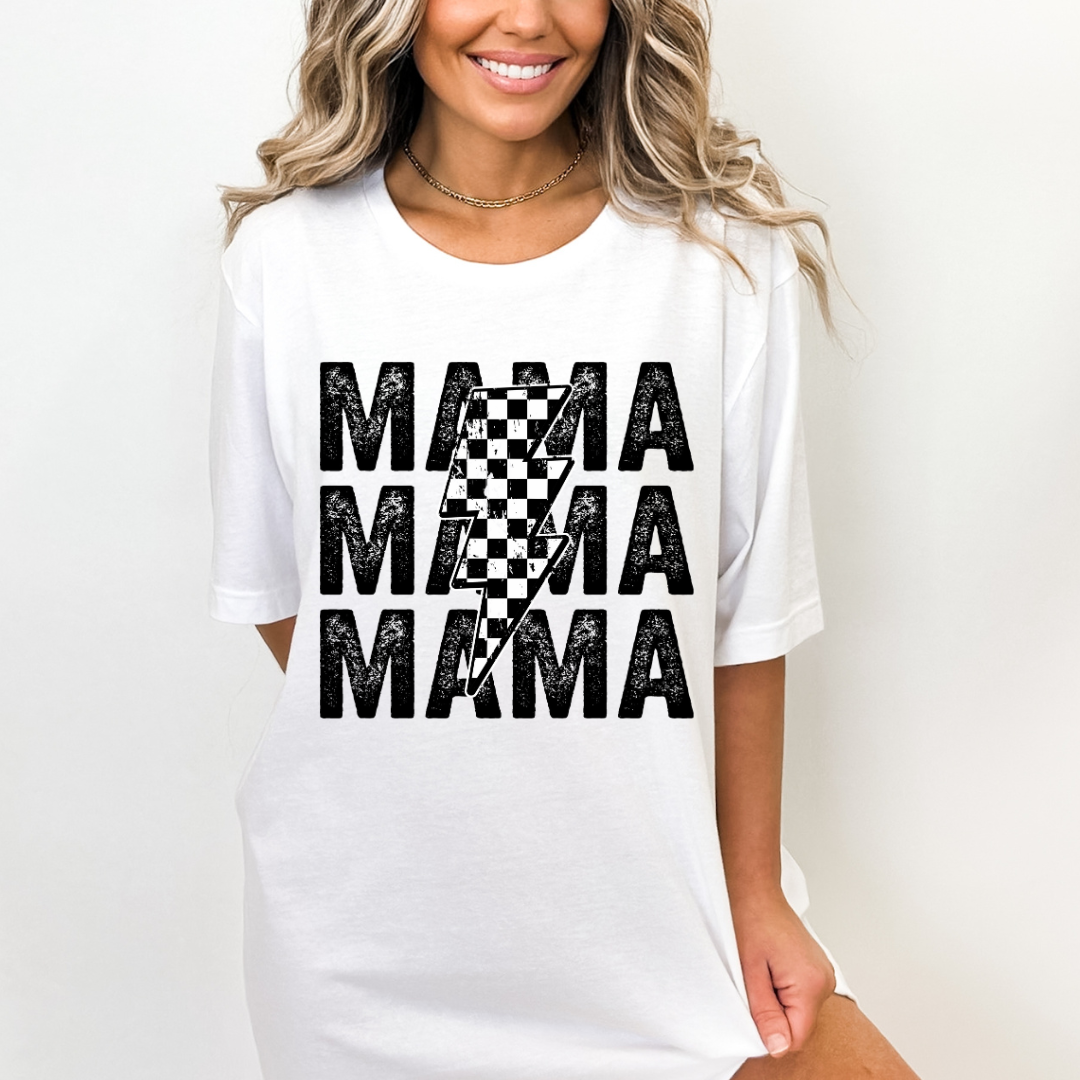 Mama Checkered Bolt Tee