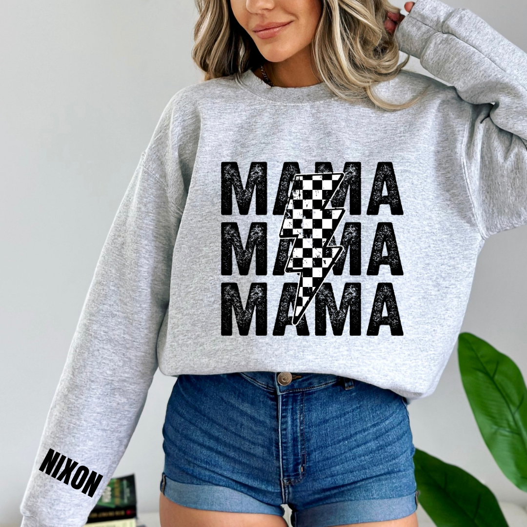 Mama Checkered Bolt Name Crew