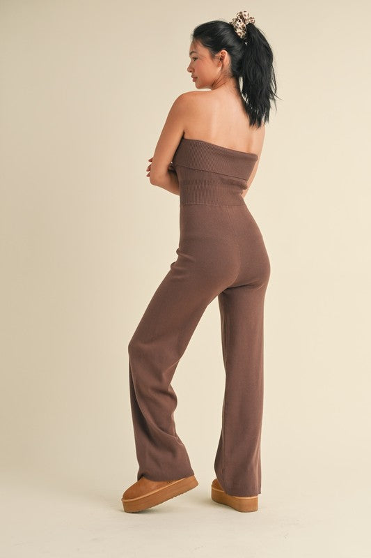 Fold over knit jumpsuit