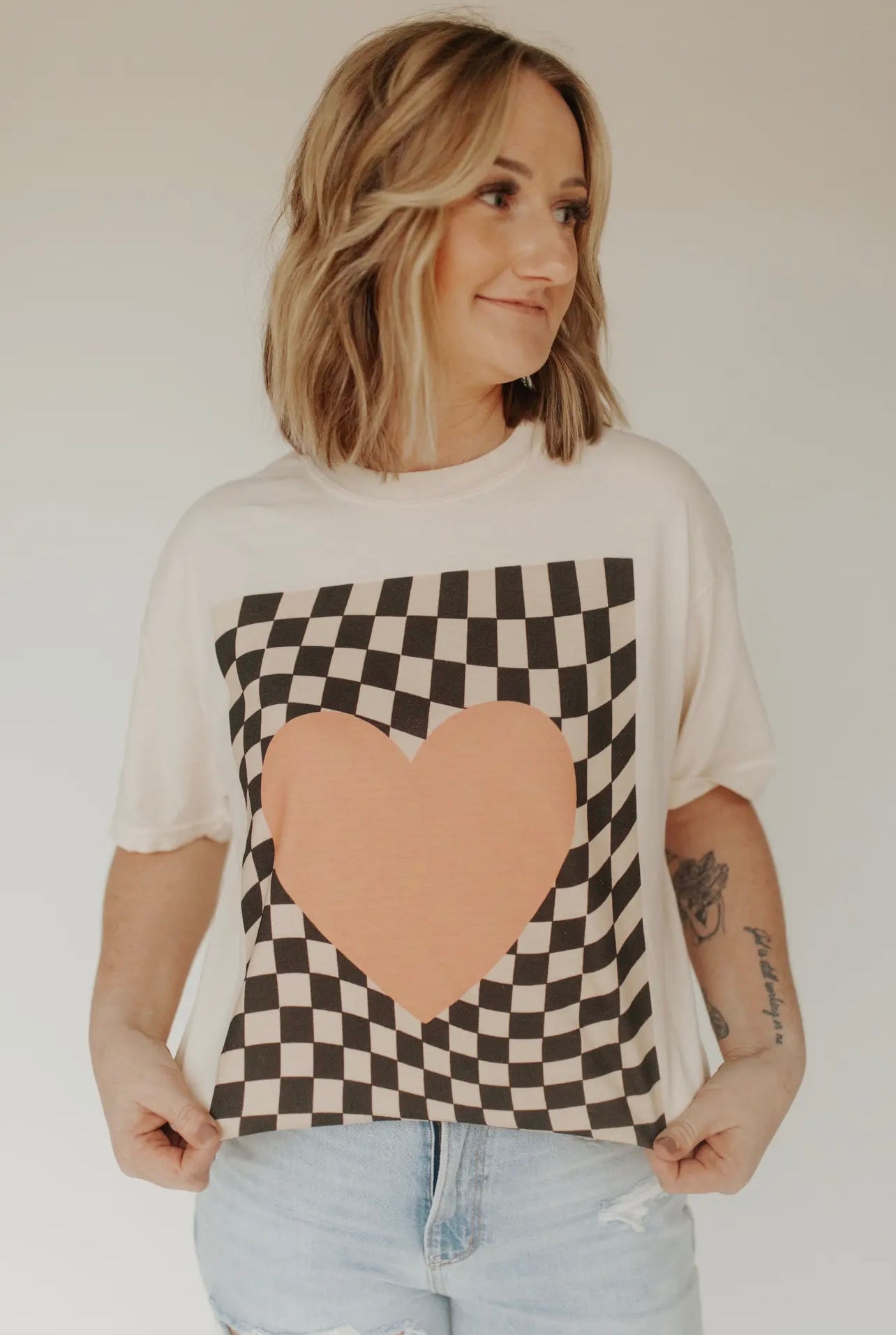 Checkered Heart Graphic Tee