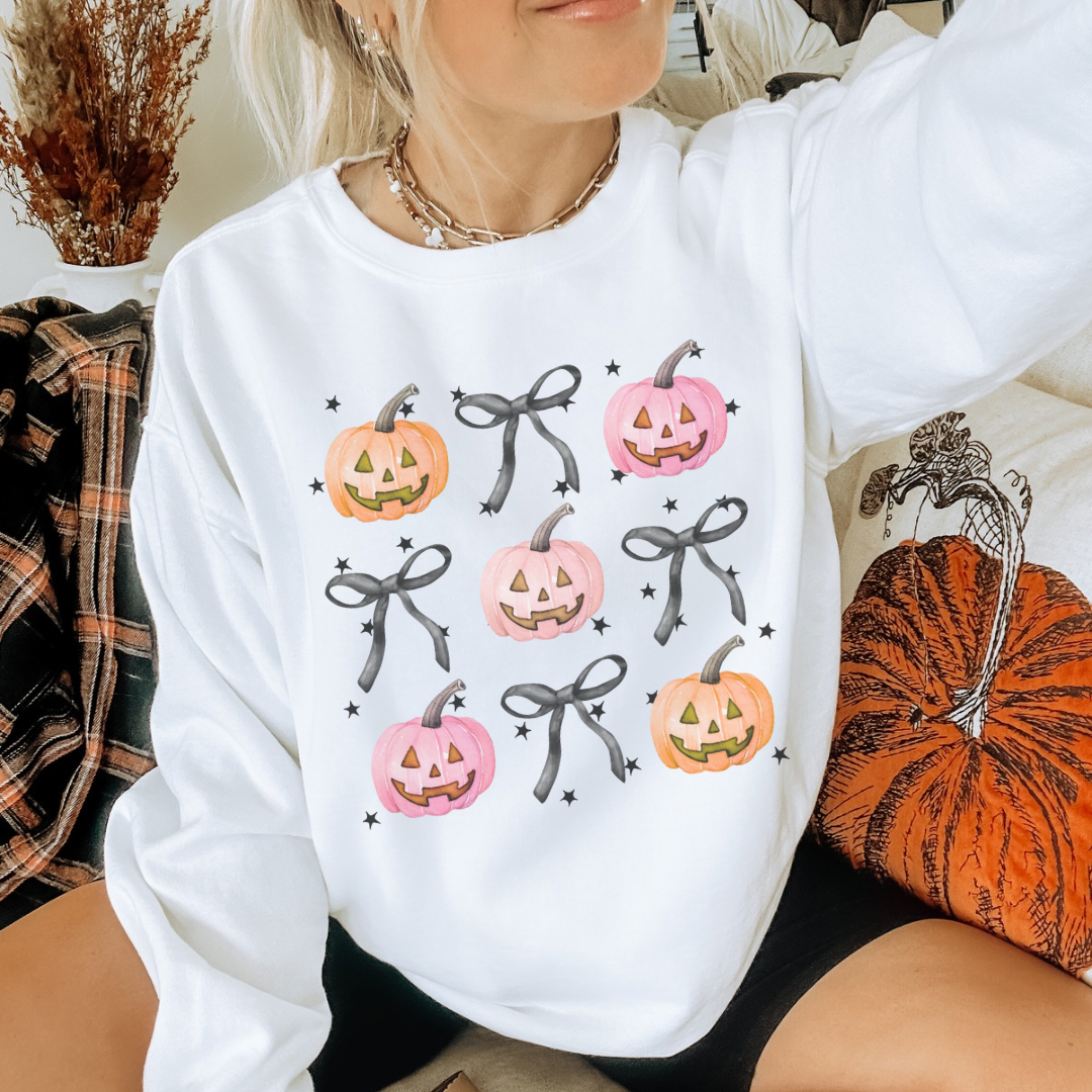 Halloween Pumpkin Bow Crewneck