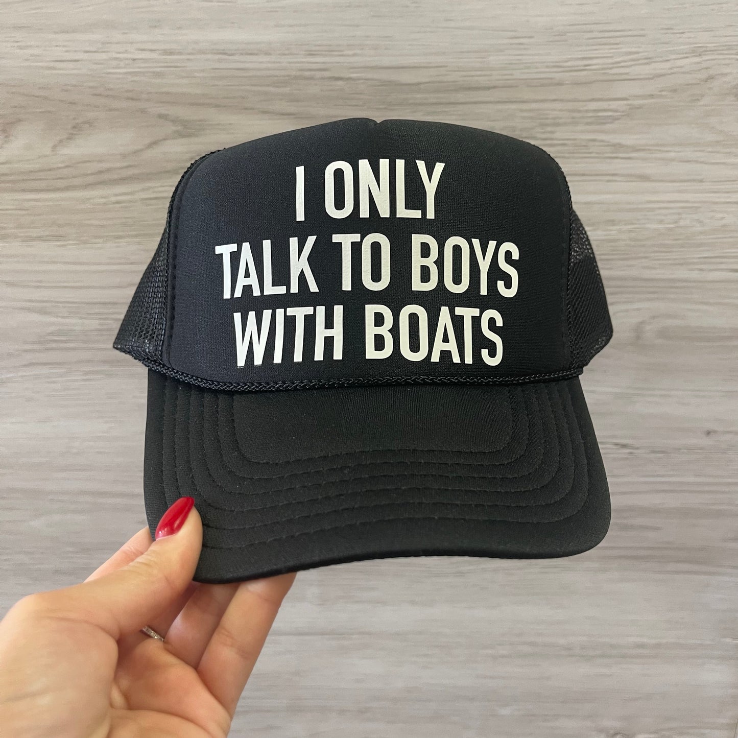 I Only Talk To Boys With Boats Trucker Hat