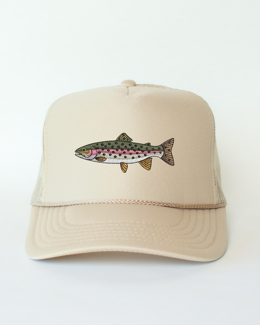 Rainbow Trout Embroidered Trucker Hat