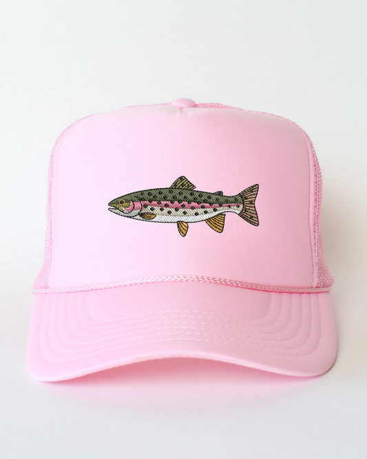 Rainbow Trout Embroidered Trucker Hat