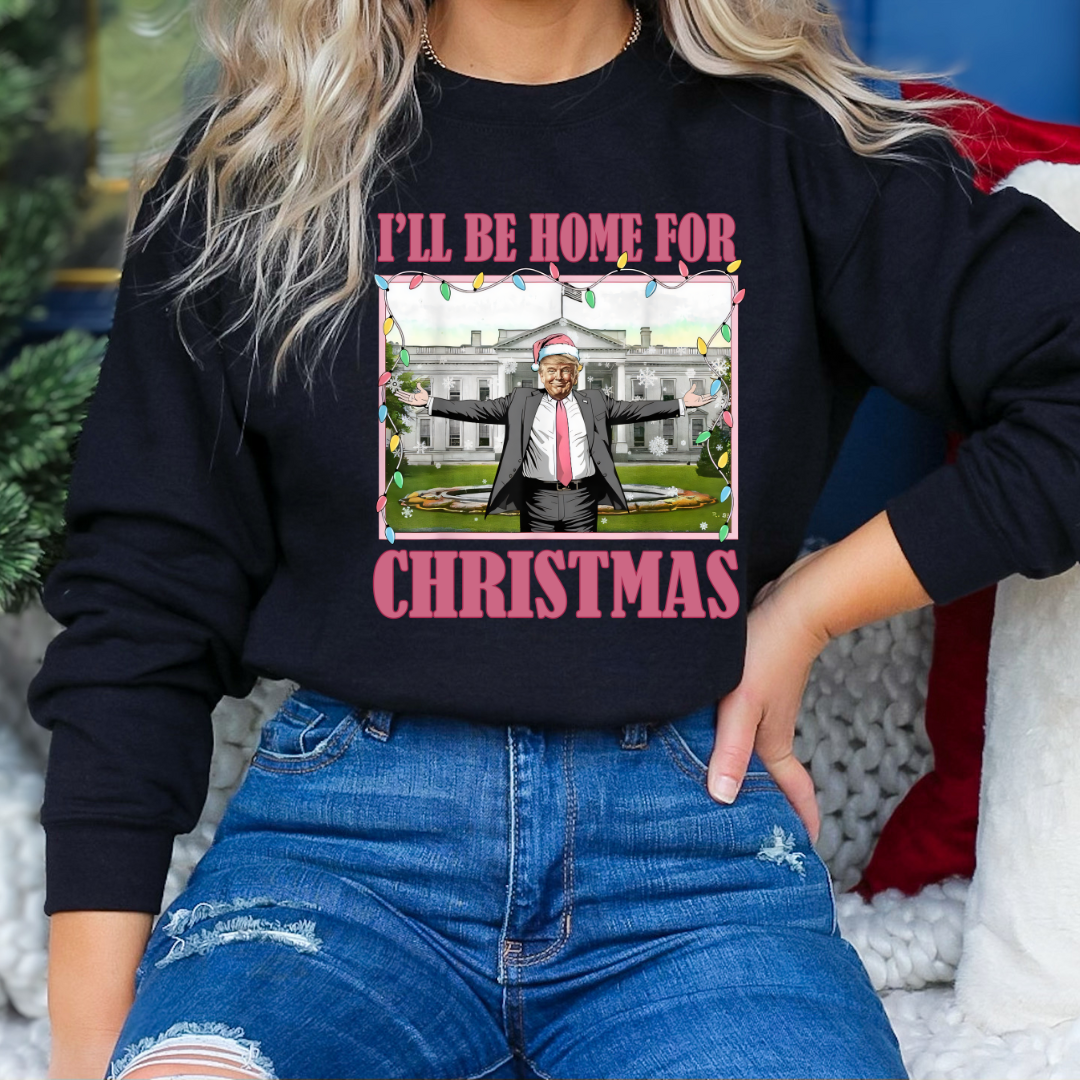 Trump Pink, Home For Christmas Crew Black