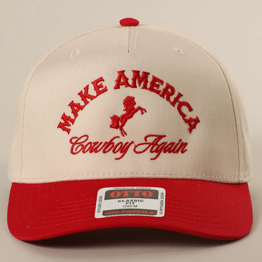 make america cowboy again trucker hat