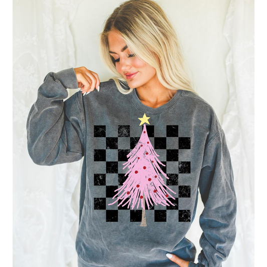 Checkered Tree Graphic Crewneck