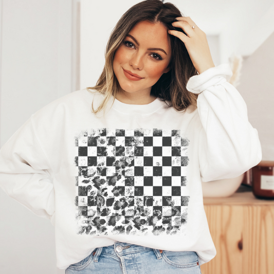 Checkered Cheetah Crew/Tee
