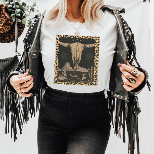 Cheetah Bull Skull Graphic